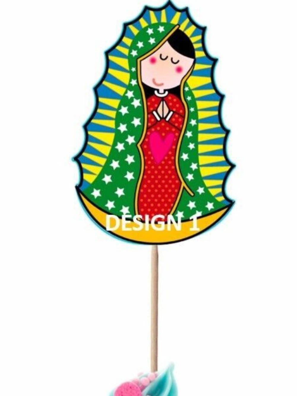 24 VIRGEN MARY CUPCAKE TOPPERS PICKS - VIRGEN DE GUADALUPE